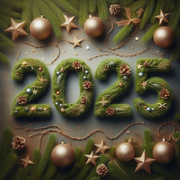 Christmassy rendering of the number 2025